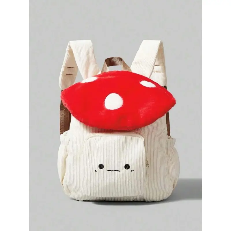 Women Cutecore 3D Mushroom Kawaii Cartoon Printed Backpack, Zipper Bookbag for Travel Gym, Trendy Durable Versatile Daily Bag