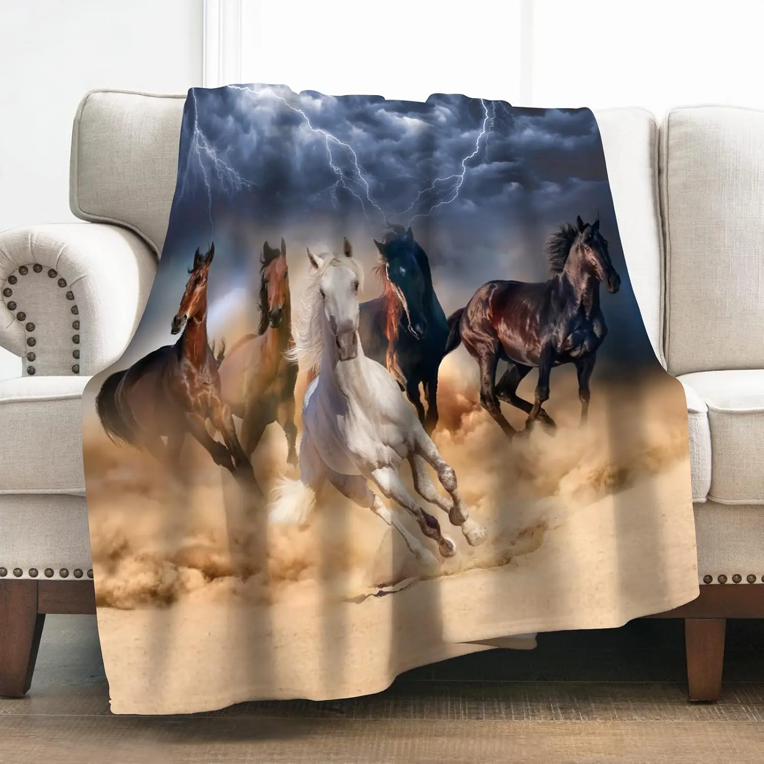 Levens Galloping Horse Blanket Gifts for Men Women Girls 60"x50", Cowgirl Cowboy Western Decor for Home Living Room Office Couch for Horse Lovers, Soft Lightweight Horses Throw Blanket : Home & Kitchen