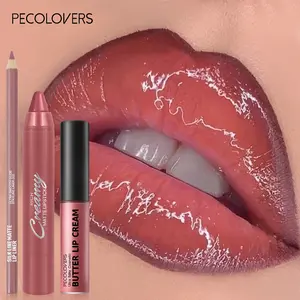 3PCS/SET 2-in-1 Smooth Lip Glaze & Matte Lip Liner Pencil & Hydrating High Glossy Lip Gloss,Perfect for Party & Stage Makeup