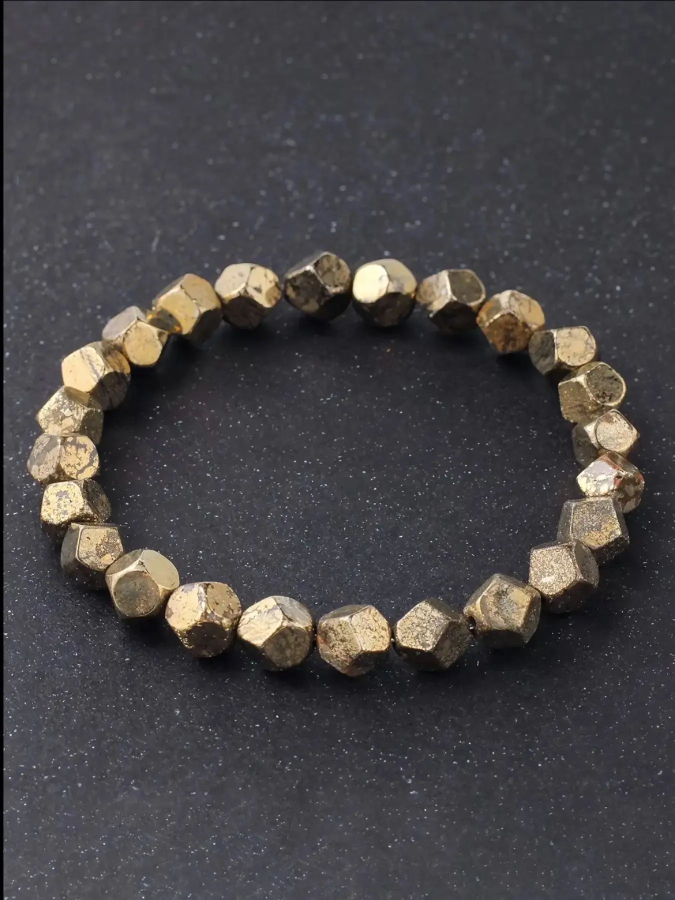 Pyrite Copper Wealth Bracelet, Handmade Irregular Cut Natural Stone Bangle, Unisex Prosperity Energy Jewelry, High-Quality Stackable Bracelet