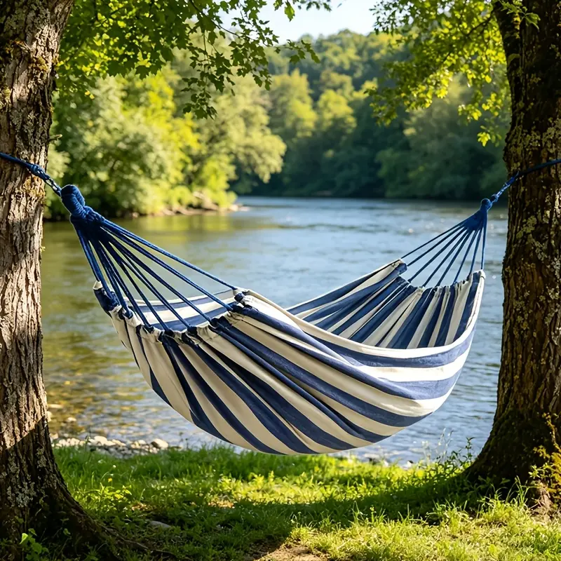 Extra-Wide Double Hammock - Durable Portable, Portable Outdoor, 400 lbs Weight Capacity, Suitable for Outdoor Camping, Backyard Trips, Batteries Not Included, Durable Portable Hammock, Portable Outdoor Hammock