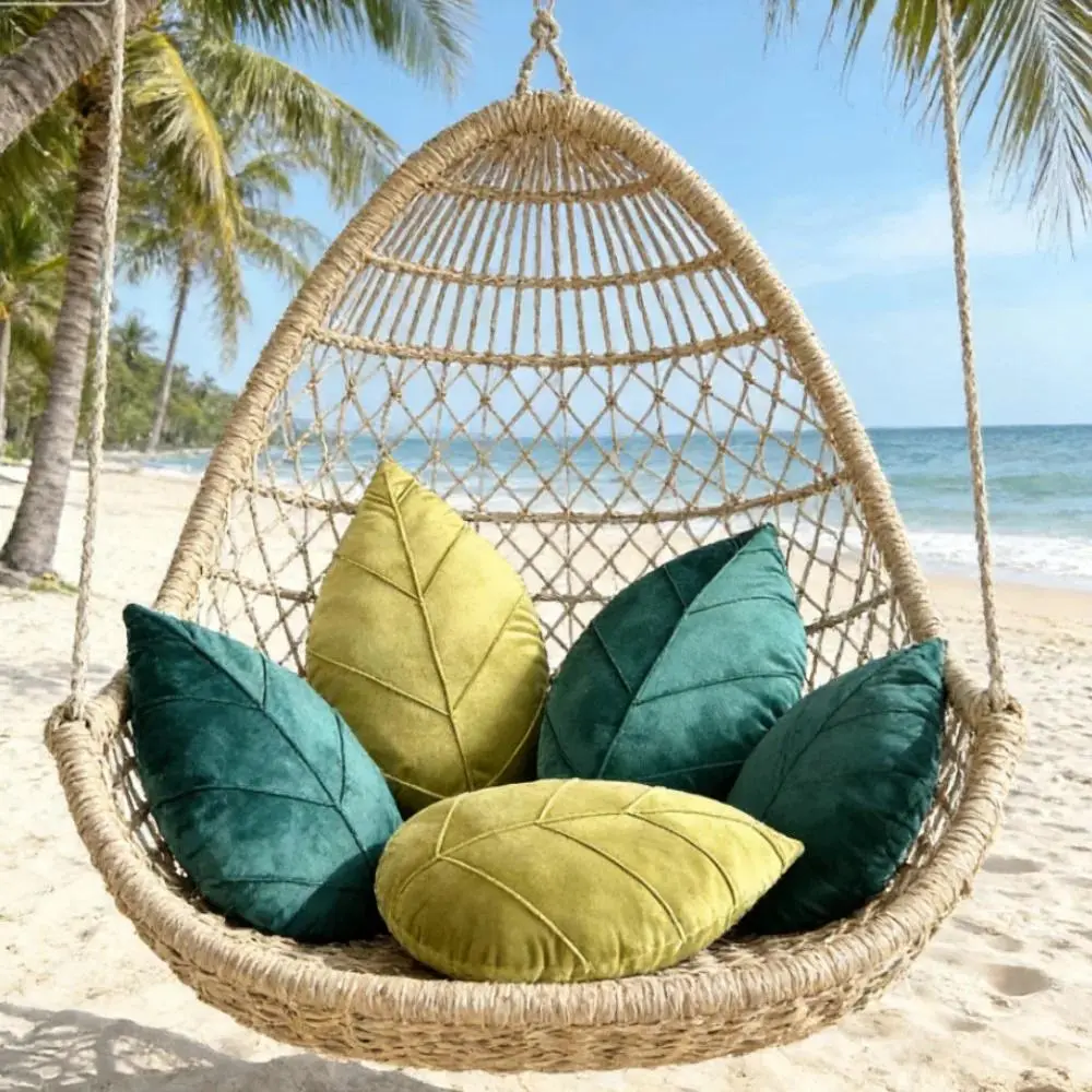 Leaf Shaped Gift Throw Pillows Green Decorations Nordic Style Minimalist Sofa Headboard Cushion Minimalist Living Room Ornament