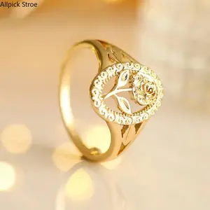 Elegant Rose Copper Ring for Women, Adjustable Vintage Flower Statement Ring, Romantic Floral Jewelry with Warm Rose Gold Tone, Fashion Finger Accessory for Daily Wear, Wedding, Anniversary, Valentine's Day, Birthday Gift & Special Occasions