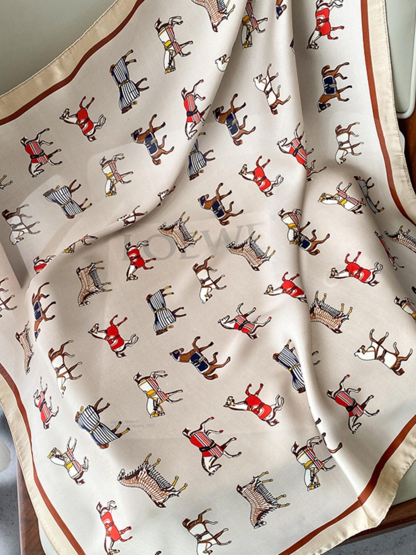 Women's Elegant Animal Print Square Scarf, Fashionable Soft Comfortable Shawl for Daily Wear, Casual Versatile Scarf for Women & Girls