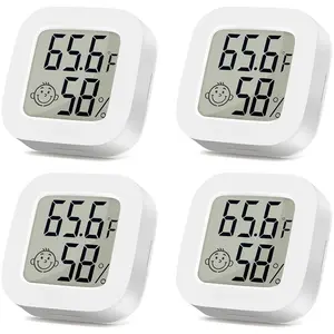 Indoor Thermometer 4Pack, Humidity Gauge Meter Digital Hygrometer Room Thermometer for , Hight Accurate Temperature and Humidity  for Greenhouse, Reptile, Humidors, Cellar, Office