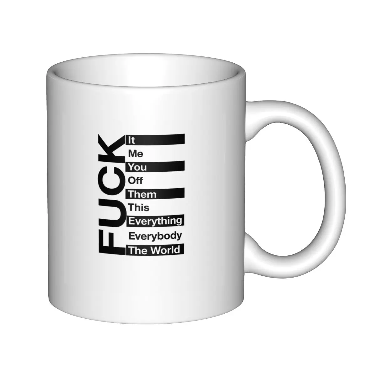 F*ck List Mug Funny Sarcastic Graphic Novelty Coffee Cup - 11oz Funny Coffee Mugs Ceramic Printed Drinkware Cup