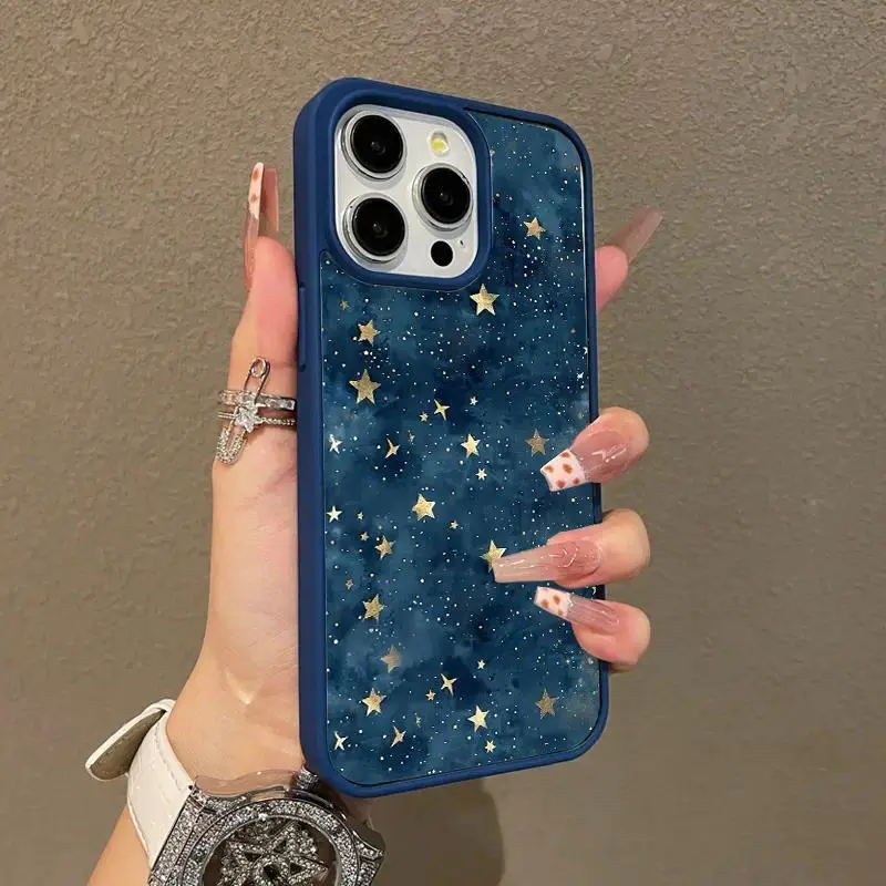 Navy Gold Starry Sky Magnetic TPU Phone Case - Girly, Chic MagSafe-Ready Protective Cover with Resistance, Aesthetic Appeal, Magnetic Fit for iPhone 17 & Smartphones (Mobile Phone Accessories)