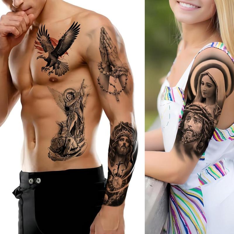 Temporary Religious Tattoos, Angels, Jesus, Mary, Stickers, Jesus Christ Temporary Tattoo, Angel Temporary Tattoo, arge temporary tattoos for men and women
