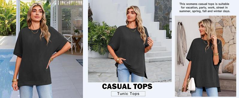 Danedvi Plus Size S-3XL Womens Oversized T Shirts Summer Casual Loose Fit Striped Knit Batwing Sleeves Tunic Tops Crewneck Blouse Danedvi Plus Size S-3XL Womens Oversized T Shirts Summer Casual Loose Fit Striped Knit Batwing Sleeves Tunic Tops Crewneck Blouse