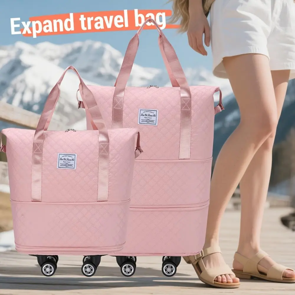 FAXHION Rolling Duffle Bag with Wheels And Handle, Expandable Travel Duffel Bag Luggage Bag, Foldable Travel Bag with Wheels Rolling Carry on Bags, Large Wheeled Luggage, Foldable Fitness Shopping Weekend Outing Bag