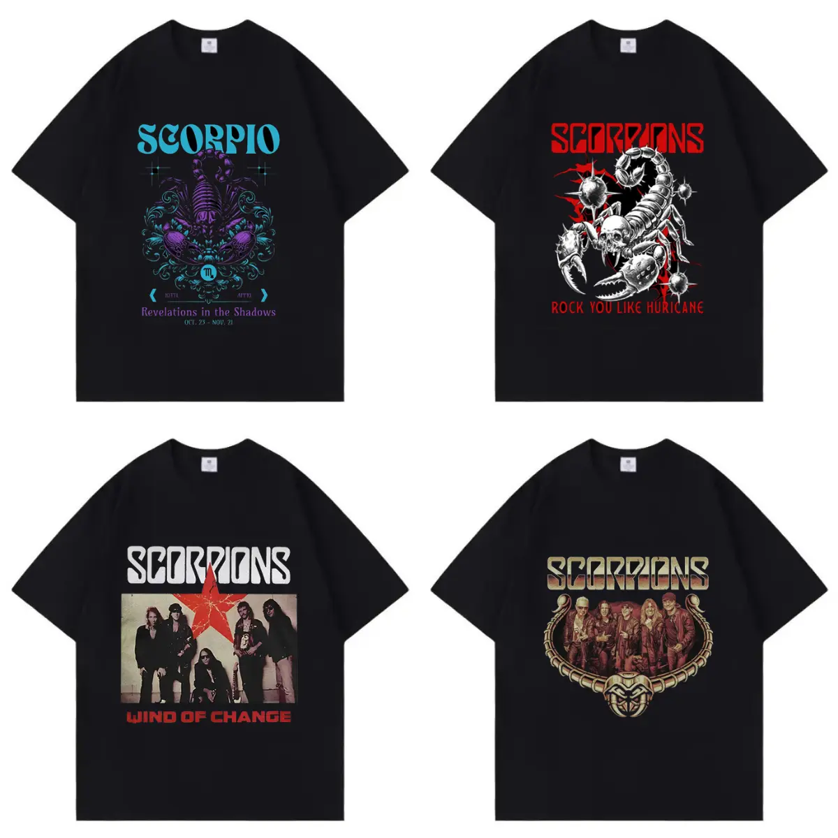 Fashion Scorpions Cool Scorpion Pattern Casual Pure Cotton Tshirt,Unisex Tops,Oversized Streetwear Summer Tee,Vacation Outfit,Best Holiday Gift for Fans Halloween INS Y2K