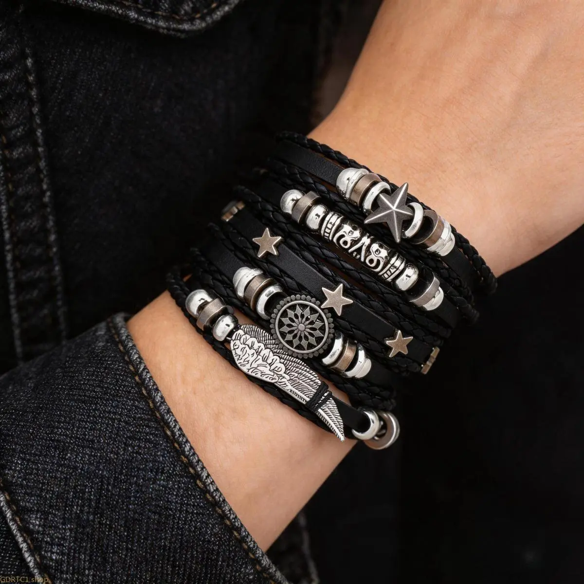 Men’s Fashion Accessories, 3-Piece Mixed Style Leather Bracelet Set, Adjustable Vintage Stackable Braided & Open Cuff Wristbands, Ideal Jewelry Gifts for Him, Birthday, Anniversary, Men's Accessories, Casual, Retro, Soft Leather, Male, Daily, Casual Wear,