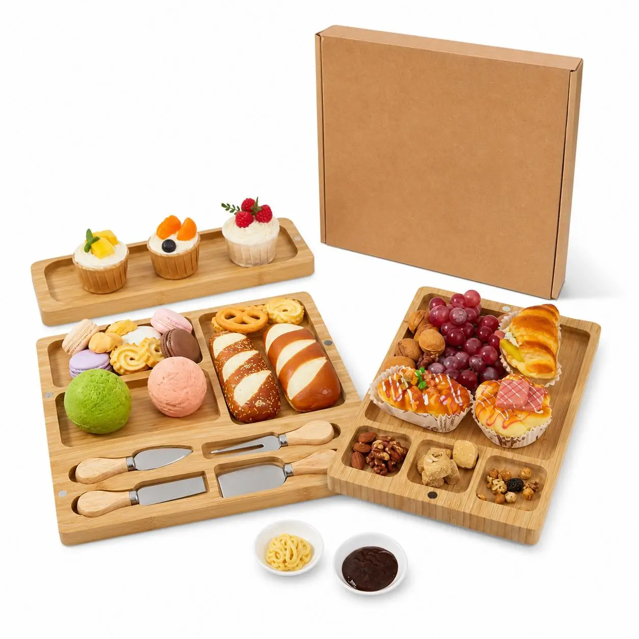 Extra Large Charcuteri Boards Gift Set Bamboo Cheese Board and Knife Set for House Warming Gifts New Home, Ideas for Women Mom