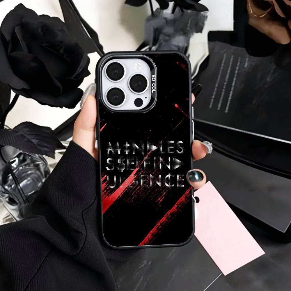 M-Mindless S-Self I-Indulgence Phone Case For iPhone17,16,15,14,13,12,11 Plus,Pro Max Colored Silver Plated Inside Cover