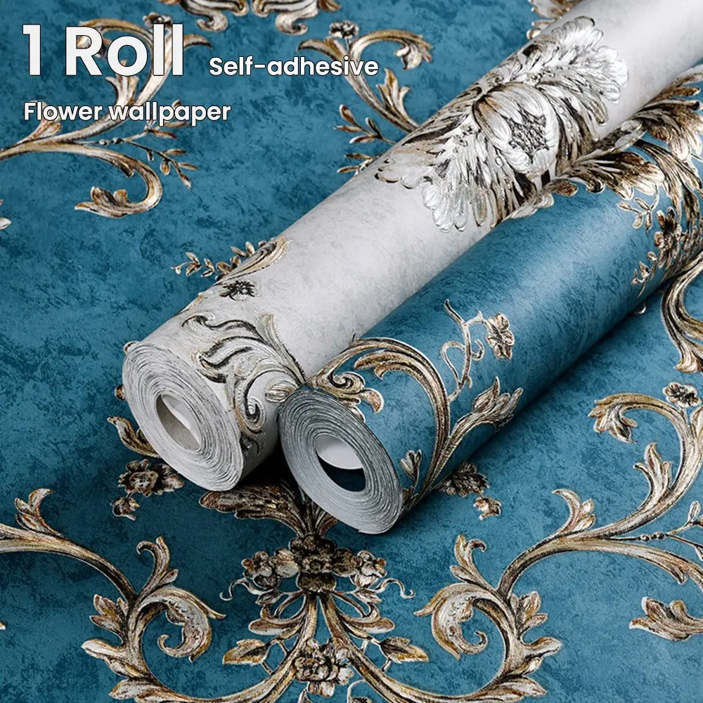 Luxury non-woven self-adhesive wallpaper with retro patterns, thickened material, easy application, simple cutting, suitable for decorating and renovating living rooms, bedrooms, and feature walls.