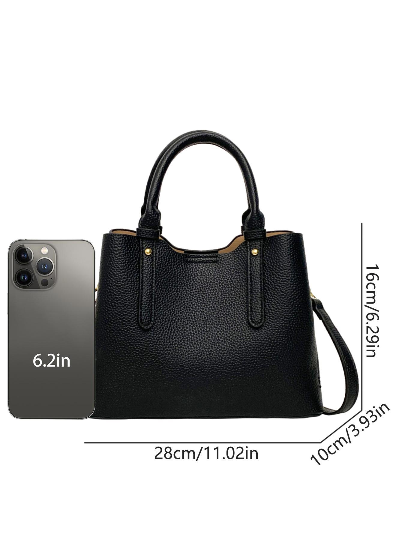 Women's Elegant Snakeskin Pattern Handbag, Fashionable Lychee Pattern Shoulder Bag with Top Handle, Casual Trendy Versatile High-quality Daily Commuting Bag, Commuter Bag, Elegant Bags