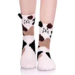 Fuzzy Socks  Women Slipper Socks Fluffy Winter Warm Soft Cozy Plush Cute Animal Sleeping Christmas Socks
