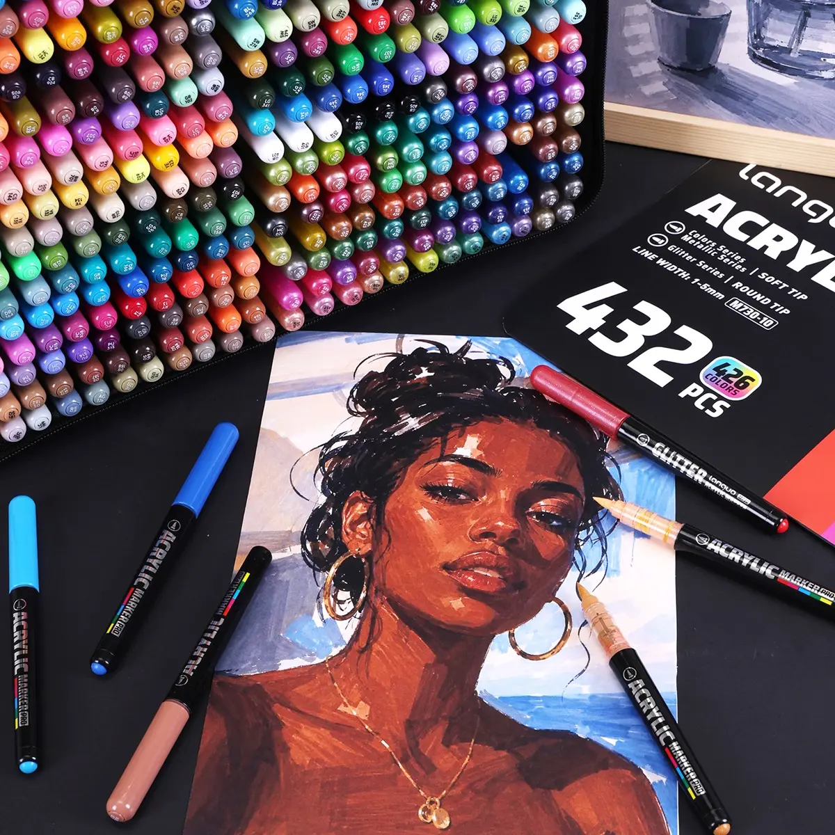 Languo Ink Pro Marker Pen Set, 426/288/192/96/72/48 Colors, Vibrant Ink, Soft Tip, Ideal for Drawing, Office Use, Student Supplies
