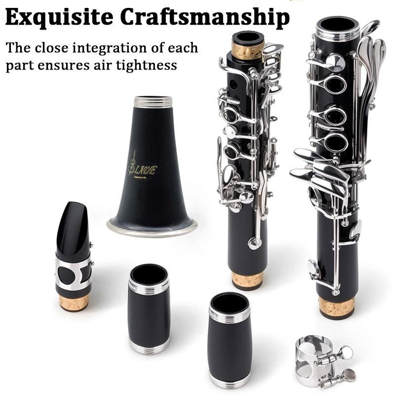 Bb Clarinet, 17 Key Clarinet with Accessories, Woodwind Instrument for Beginners, Musical Instrument for Students, Gift for Music Lovers