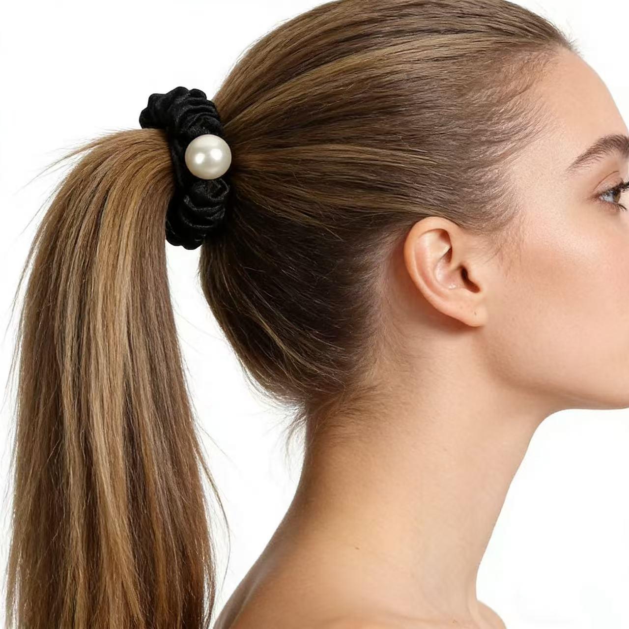 Hair Accessories Scrunchies for Women Variety Pack Hair Ties Scrunchies Hair Elastics Pastel Hair Ties Multicolor Easter Basket Stuffers for Kids,No Damage Hair Ties Scrunchies Pearl Hair Ties Gift for Her