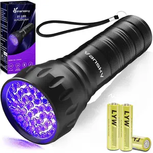 Black Light UV Light Flashlight 21 LED 395nm Ultraviolet Blacklight Flashlight Mini Pet Urine Detector for Dog Cat Dry Stains Resin Curing Matching with Pet Odor Eliminator Batteries are Included
