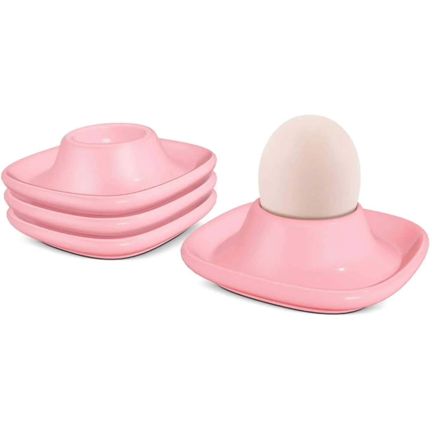 Soft Boiled Egg Cups, 4- Ceramic Set, Stackable, Black | Black Porcelain Egg Holders with  Square Bases; Stackable Serving Cups for Hard-Boiled Eggs, Breakfast, and Brunch