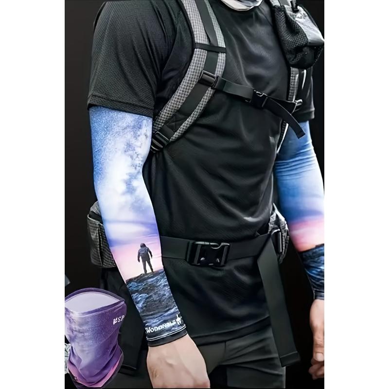 2pcs Cooling Breathable Sun Protection Face Mask Neck Gaiter and Arm Sleeves | Quick-drying Face Neck Arm Cover Balaclava for Cycling Basketball Fishing Soccer and Outdoor Sports