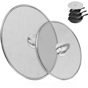 2-Pack Splatter Screens for Frying Pan - Stainless Steel Grease Splatter Guard with Foldable Knob, Ultra-Fine Mesh, Rust-Free (10" & 13") - No Oil Mess, No Burns,Ultra Fine Mesh