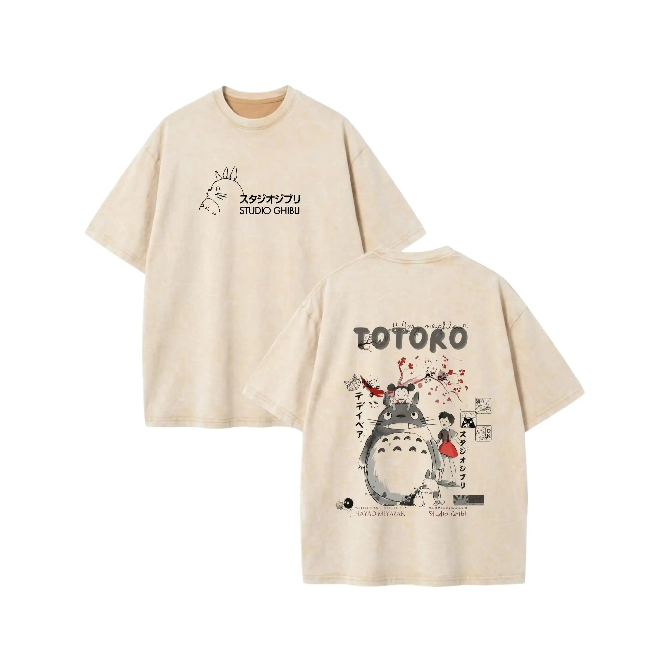 Unisex Vintage Washed Graphic T-Shirt, Heavyweight 100% Cotton Oversized Boxy Fit Tee, Cozy Short Sleeve Retro Anime Streetwear for Men & Women, Shortsleeve, Casual, T Shirts, Everyday, Vintage Graphic Tees, Oversized Graphic Tee