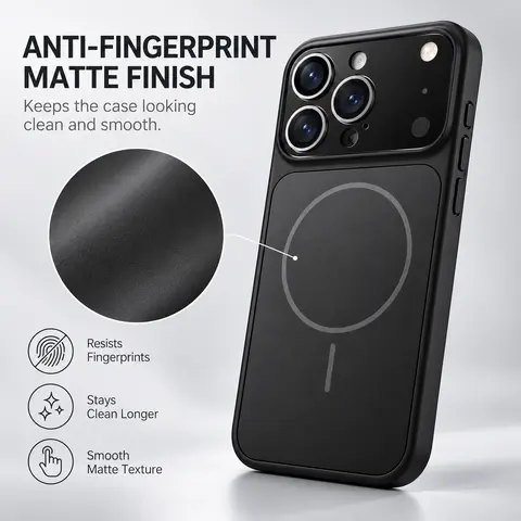 AG Nano Frosted Glass MagSafe Protector Case for iPhones, Drop-Safe TPU-Plastic Cellphone Casing - Firm Yet Soft Shockproof Armor, Magnetic Wireless Charge Accessory for Handheld Devices 14-17,18 Pro Max/14 Plus