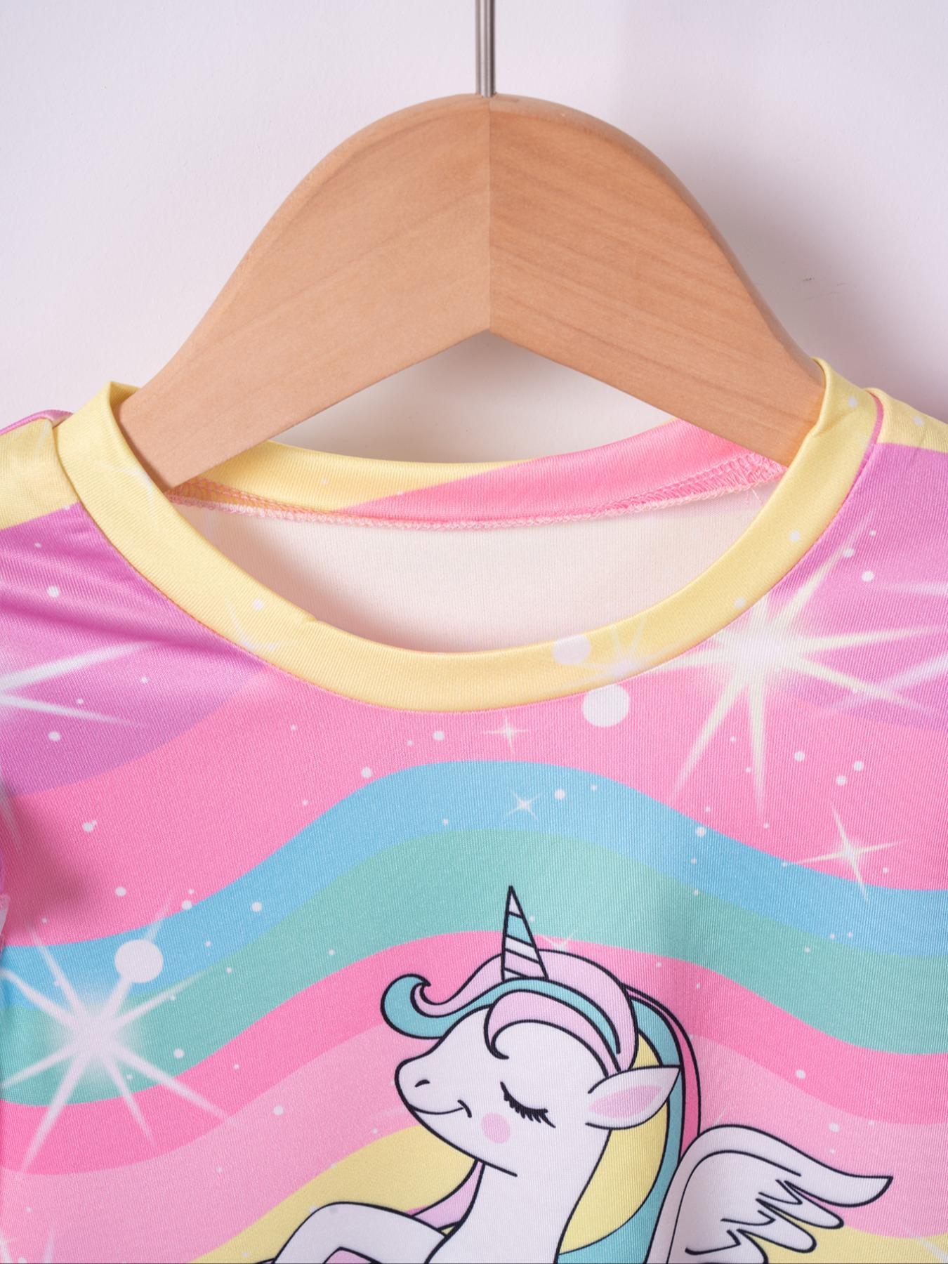 Baby Girl Summer Dress Cartoon Unicorn Pattern Princess Style, Cute Loose-Fitting Sleeveless Design, Sweet Fashion for Kids, Baby Clothing