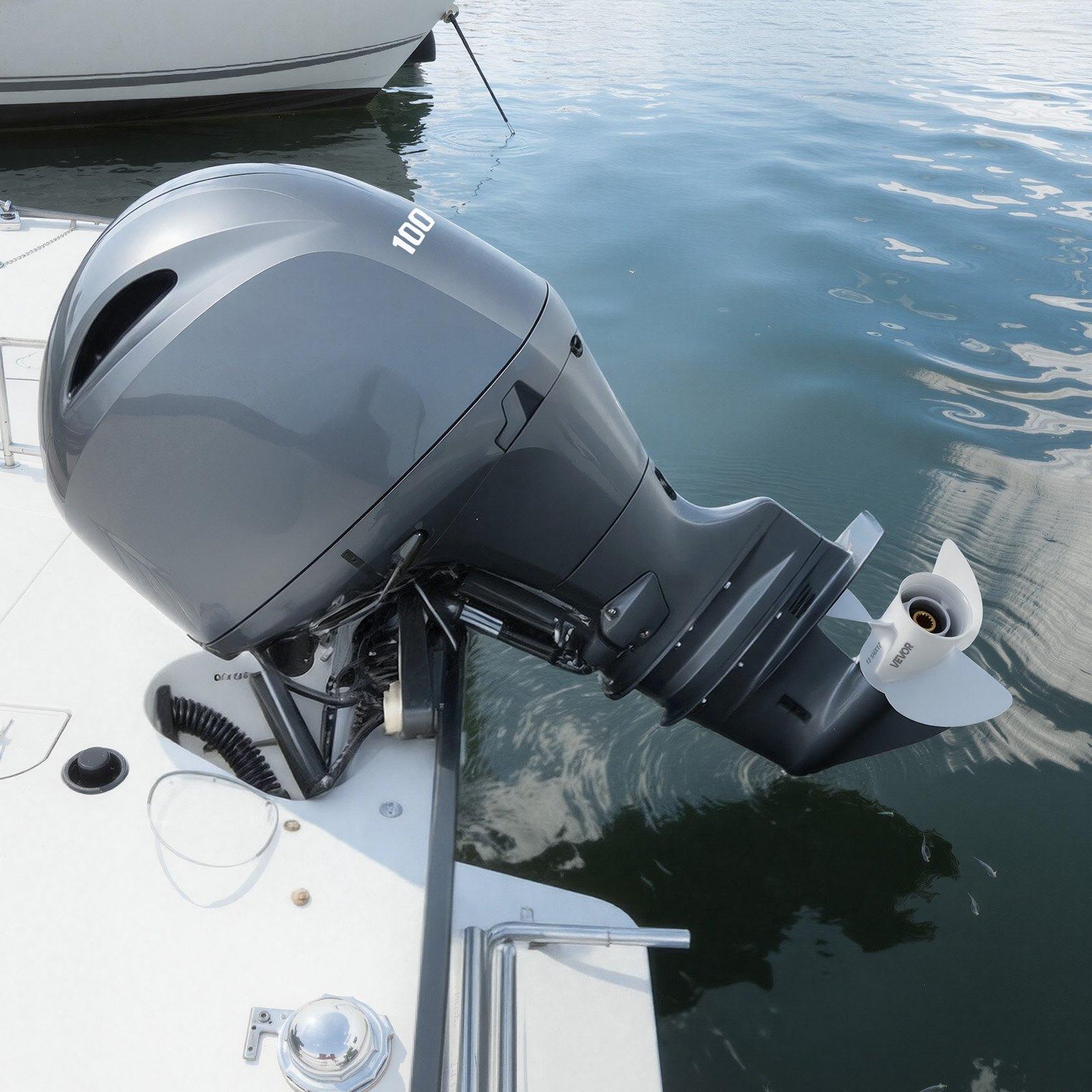 VEVOR Outboard Propeller, Upgrade OEM 15 Spline Tooth Aluminum Outboard Boat Propeller Fit Yamaha Engines 50-130 HP, 4-1/4" Gearcase, 3-Blade, RH (Right Hand Rotation), OEM Parts No. 6E5-45945-01-EL.