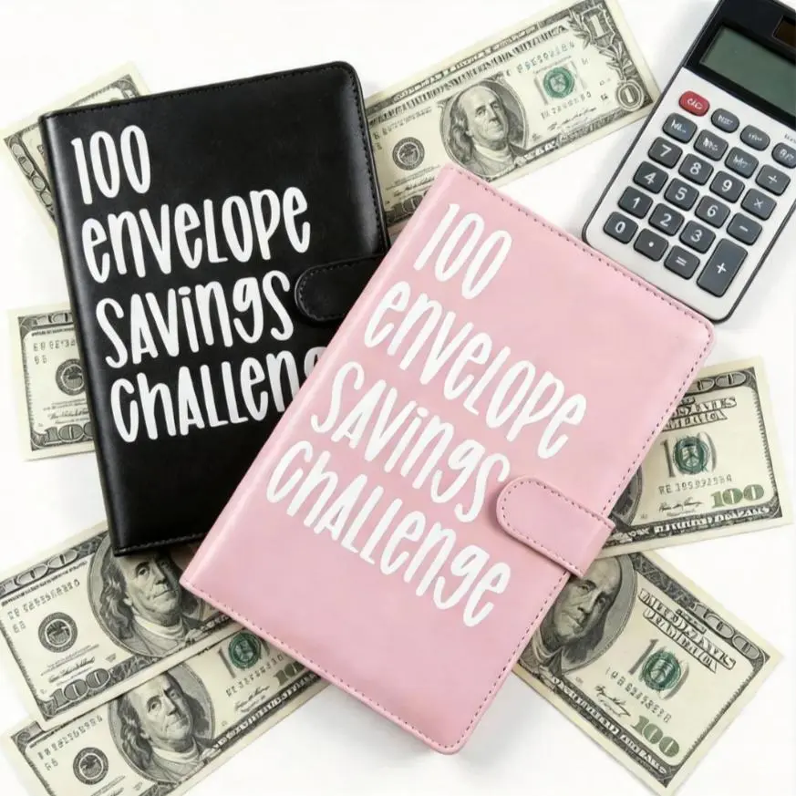 Waterproof 100-Pre-Numbered Envelope Savings Challenge Book, Reusable Budget Planner with Savings Tracker Organizer for $5050 Money Management, Ideal for Beginners (Dual Colors)