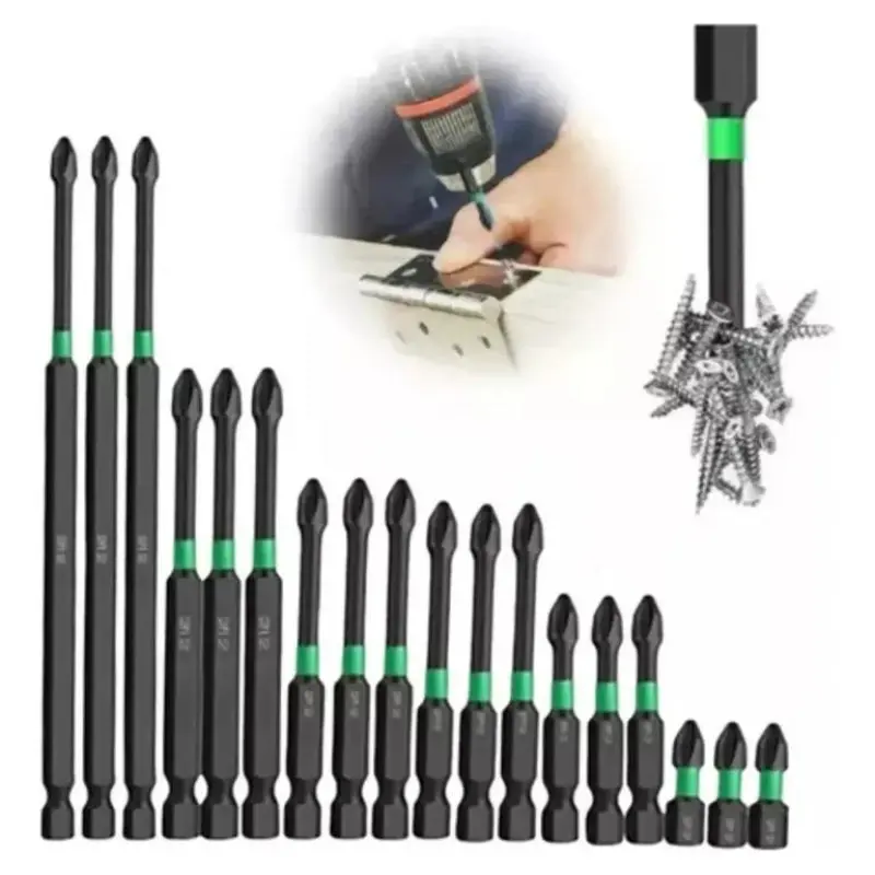 18-Piece Magnetic Cross Screwdriver Bits Set, High Hardness, Non-Slip, Suitable for Screwdrivers and Drills, Home Use