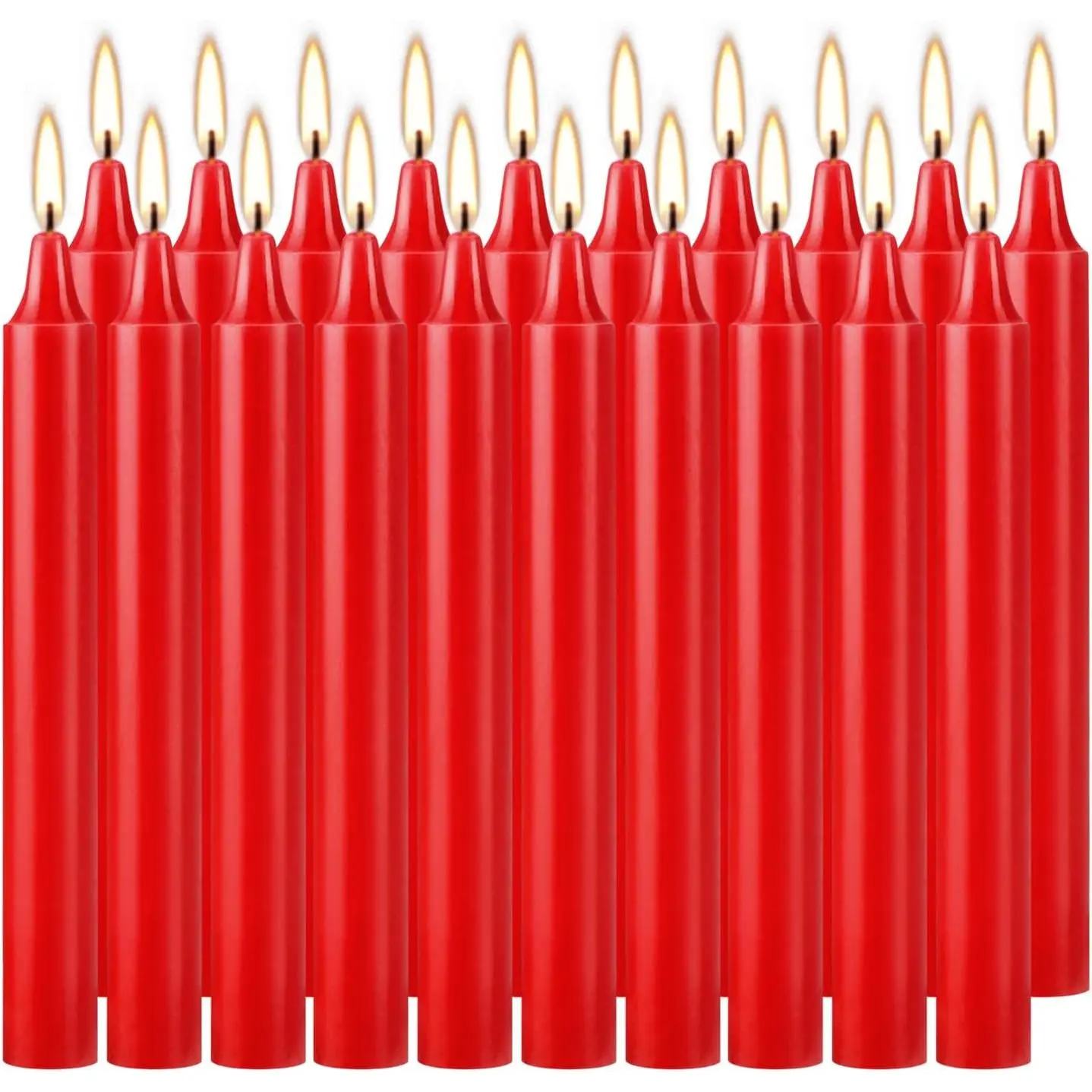 Set of 20 Red Candles –Spell Chime Candles for Christmas,Household, Wedding, Rituals, Prayer, Birthdays, Meditation, ,Party and  Décor Candlesticks - 4 Inch Tall, Unscented (Red)