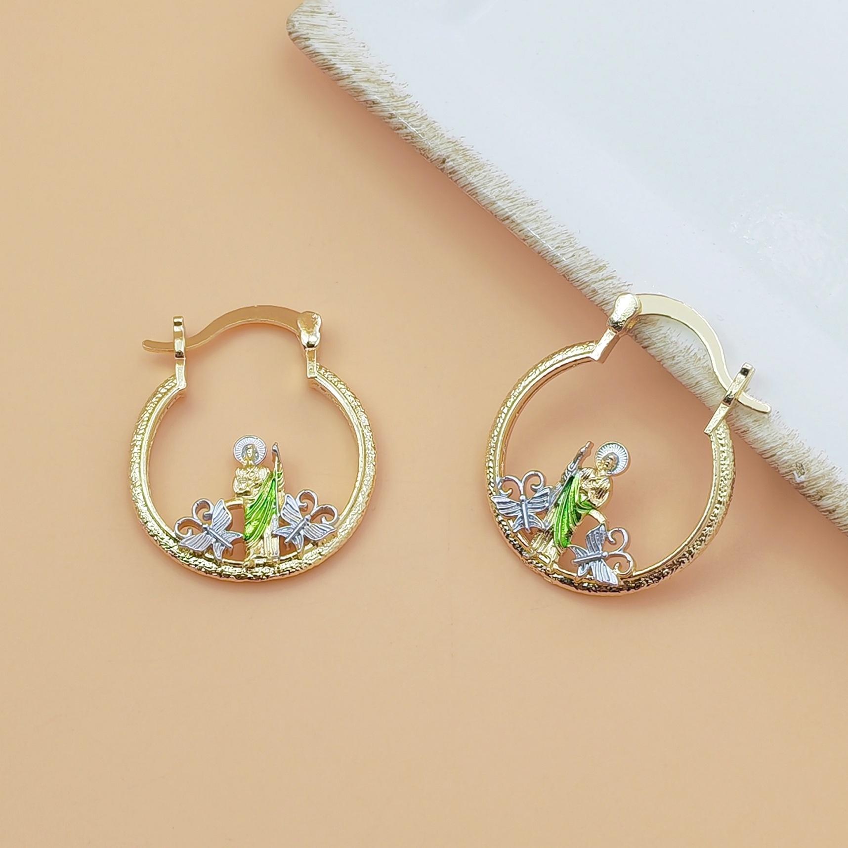Vintage Saint Jude Portrait Drop Earrings for Women, European American Religious Inspired Design, Luxury Minimalist Style, Elegant & Chic Fashion Jewelry, Perfect for Daily Wear, Parties & Meaningful Gift Giving