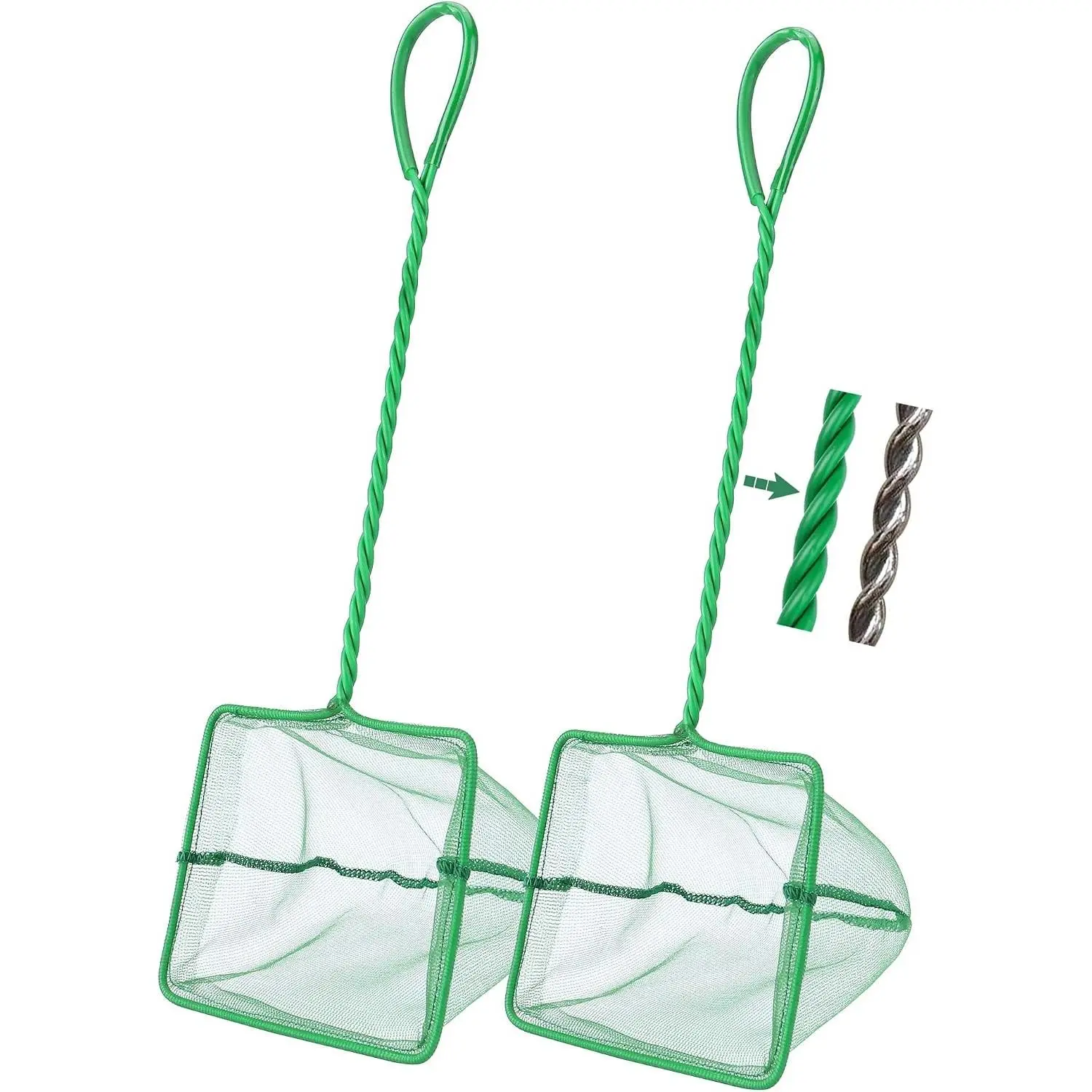 2 Pcs Aquarium Fish Net, 5 inches Fine Mesh Quick Catch Fish Net for Fish Tank Betta Fishing Net