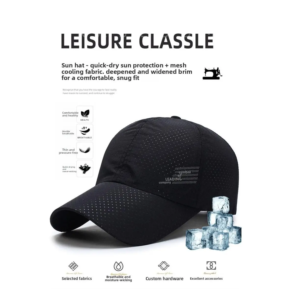 Unisex Casual Athleisure Sports & Outdoor Curved Visor Hat - Summer Thin Lightweight Synthetics, UV Protection, Quick-Drying, Adjustable One Size Fits Most for Hiking, Running (Black)
