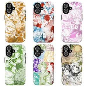 FL-MHA Manga Phone Case,Ochaco Himiko Character Phone Case,Izuku Bakugo Shoto Comic Panel Split Color Pattern Aesthetic Cover For iPhone 17 Pro Max 16 15 14 13 12 11 8 7 Plus for Samsung S26 Ultra S25 24 23 22 21 Case-Perfect Holiday Gift for her/him/fans