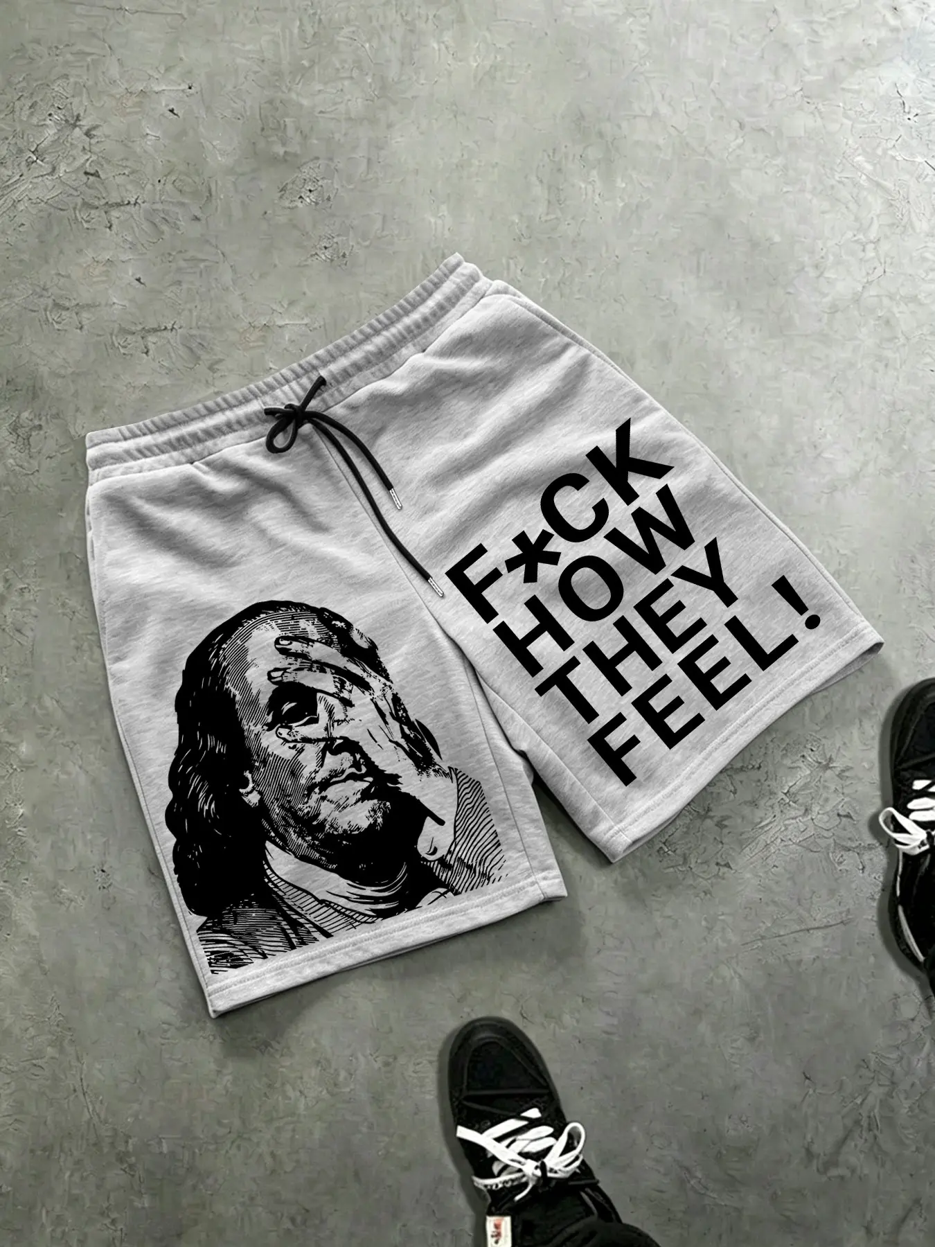Men's Casual Short Pants, Franklin Cartoon & Slogan Print, Regular Fit, Durable & Stylish, Ideal for Daily Wear, Perfect Gift