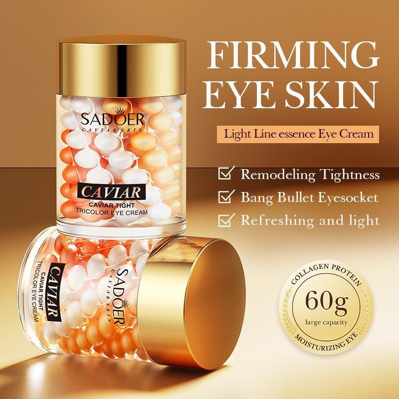 Sadoer Caviar Essence Cream 60g - Korean Skincare Skin Tightener for Women, Hydrate & Moisturize Eye Treatments with Reusable Gel Lotion Eye Patches, Holiday Beauty Supplies, Deep Eye Hydration