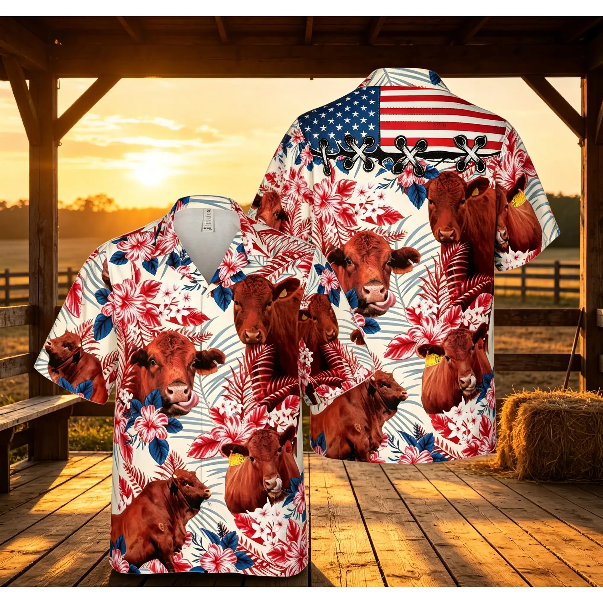 Red Angus Cattle Lovers American Flag Hawaiian Shirt,Red Angus Cattle Hawaiian Shirt,Cattle Rancher ,Patriotic,Farm Life Hawaiian Shirt,Red Angus Owner Gift,Vintage Cattle Print Shirt,Country Style Shirt,Rodeo Hawaiian Shirt, S-5XL