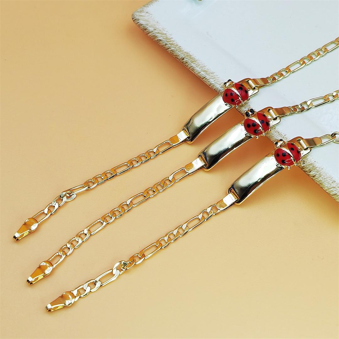 Gold Tone Ladybug Enamel Bracelet for Women & Girls, Cute Spring Inspired Design, Trendy Aesthetic Fashion Jewelry, Lightweight & Delicate for Daily Wear, Outdoor & Holiday Gift Giving