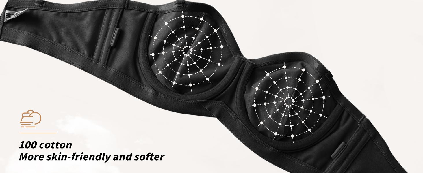 WMBras Bella Women's AirEase Strapless Strapless Bandeau Bras Non Slip Bras Push up Underwire Unlined Bras Supportive Tube Top Bras