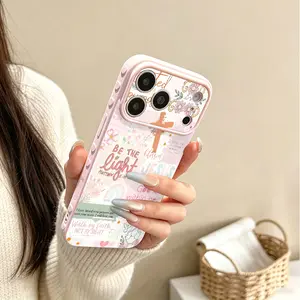 Religious Inspirational Quote Smartphone Case - Christian Scripture Floral Cross Design, Positive Bible Verse Decor, Spiritual Faith Gift for iPhone 11-17 Series Devices, Handheld Cellphone Accessories