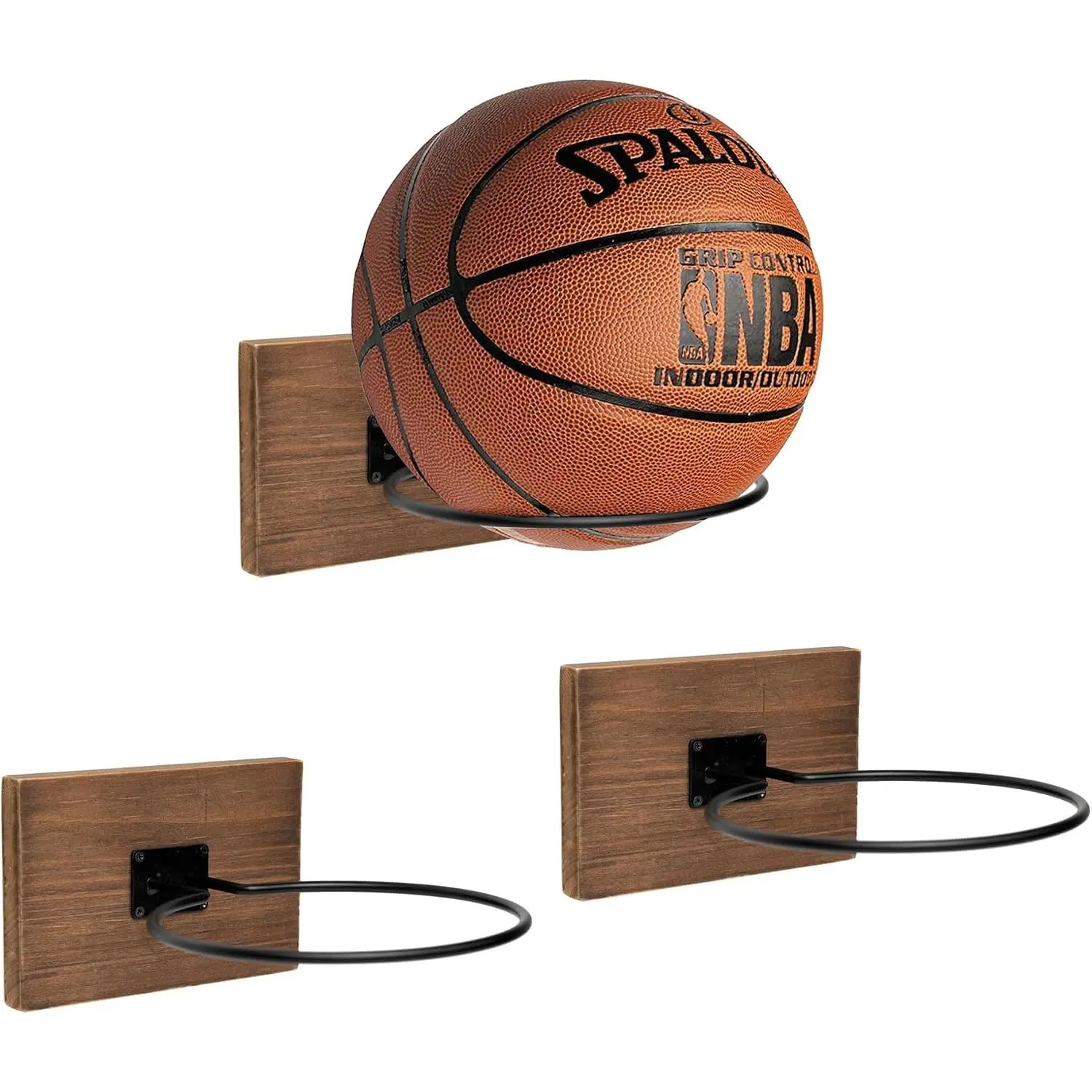 Set of 3  Basketball Holder Wall Mount Display for Boys Room Decor, Metal Ball Rack Display Stand for Basketball Football Volleyball Storage, Basketball Rack  Decor for Boys Bedroom