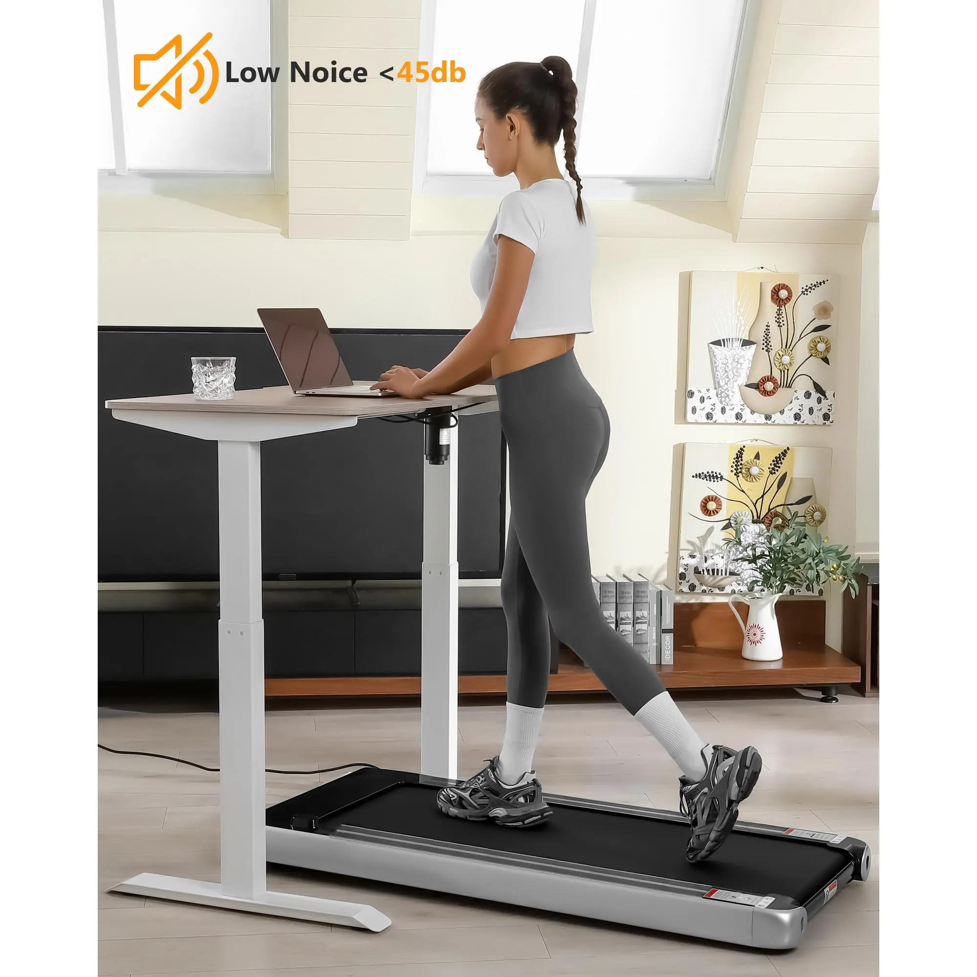 Folding Treadmills for Hom, Portable Electric Running Machine with 14.5" LCD Display, Ultra Quiet 2.25HP DC Motor & Pulse Detection, 265LBS Capacity Foldable Treadmill for Home Office Apartment
