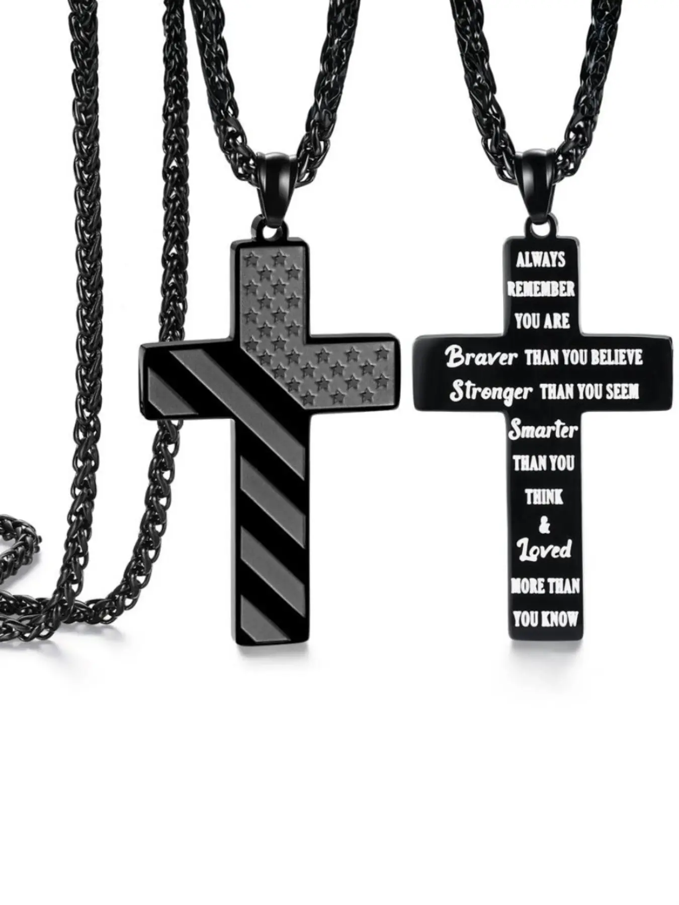 Letter Pattern Cross Pendant Necklace, Stainless Steel Jewelry for Party, Daily Clothing Decor, Trendy All-match & Exquisite Jewelry for Birthday Gift
