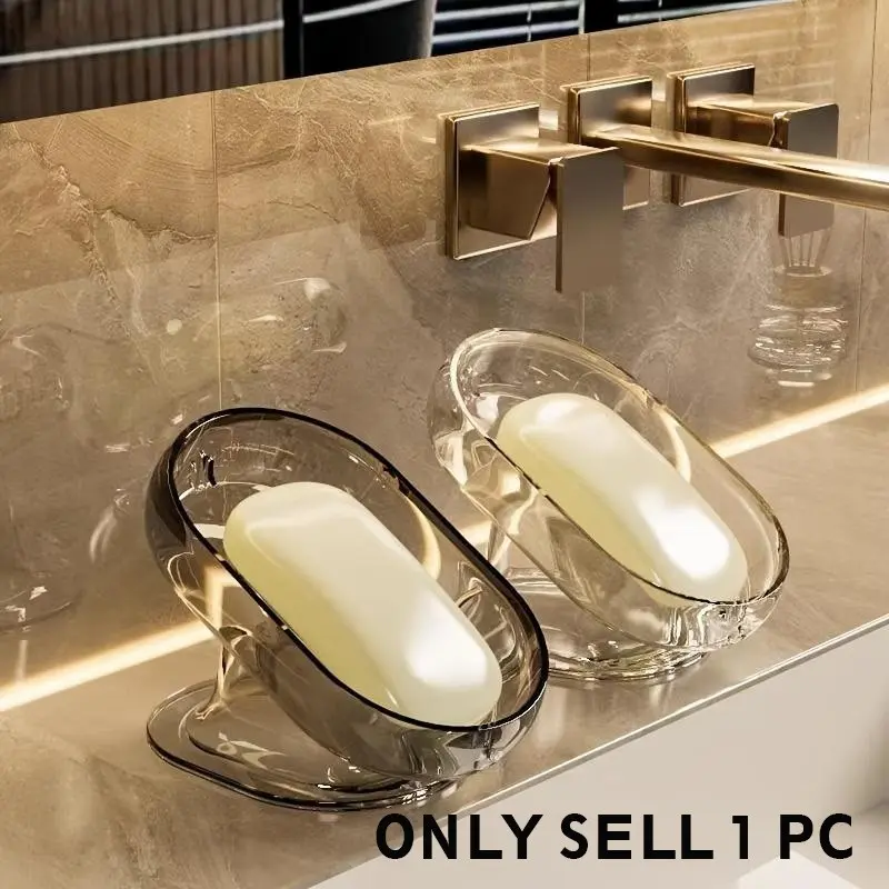 1 Pc Oval Soap Dish, Bathroom Organizer, Durable Clear Plastic Soap Holder for Shower or Bathtub Décor, Suitable for Bathroom and Kitchen, Easy-to-Clean Space-Saving Soap Tray, Bathroom Accessories, Soap Rack