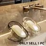 1 Pc Oval Soap Dish, Bathroom Organizer, Durable Clear Plastic Bar Soap Holder for Shower or Bathtub Décor, Suitable for Bathroom and Kitchen, Easy-to-Clean Space-Saving Soap Tray, Bathroom Accessories, Soap Rack
